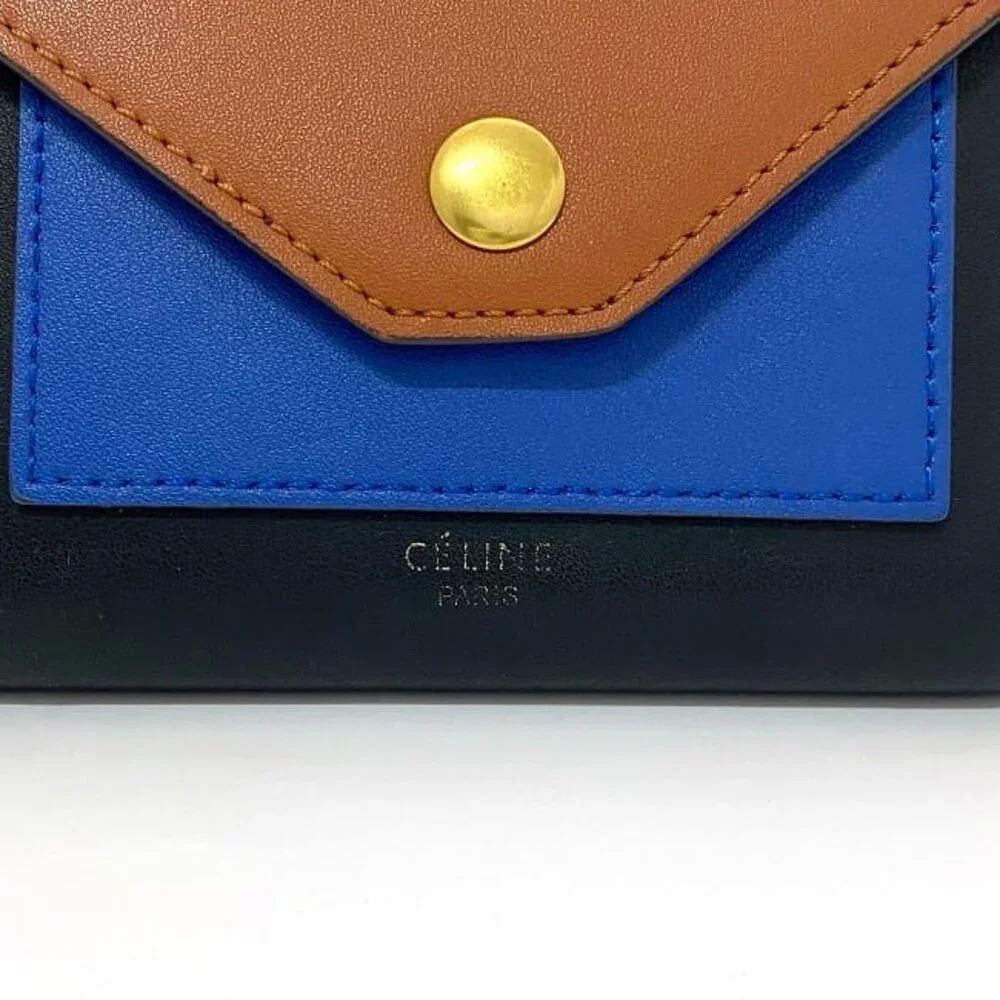 Celine Trifold Wallet Black Brown Blue - Picture 3 of 10